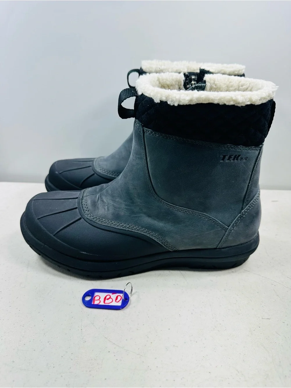 TEK L.L Bean Winter Ankle Boots in Gray with Sherpa Collar